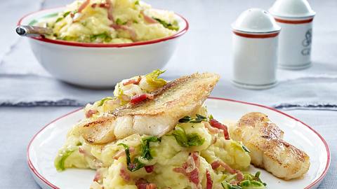 Schinken-Kartoffelstampf zu gebratenem Kabeljau Rezept - Foto: House of Food / Bauer Food Experts KG