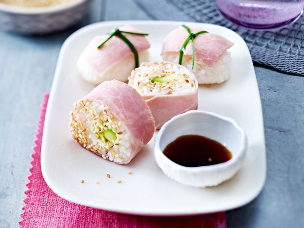 Schinken-Nigiri und -Maki Rezept Schinken-Nigiri und -Maki Rezept