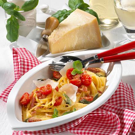 Schinken-Spaghetti mit Tomaten Rezept