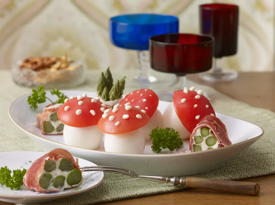Schinkenrollen und Fliegenpilze Rezept