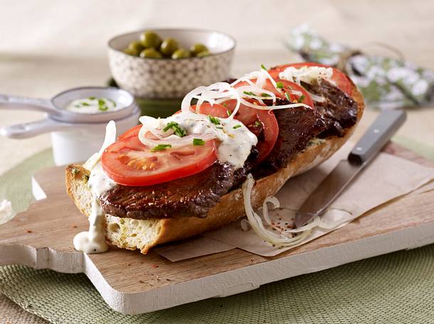 Schlemmerbaguette mit Minutensteaks Rezept Schlemmerbaguette mit Minutensteaks Rezept