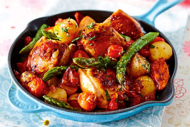 „Schmoren sollst du“-Gemüsepfanne mit Huhn rezept