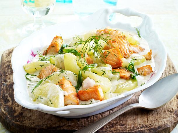 Schmorgurken mit Lachs und Meerrettich Rezept