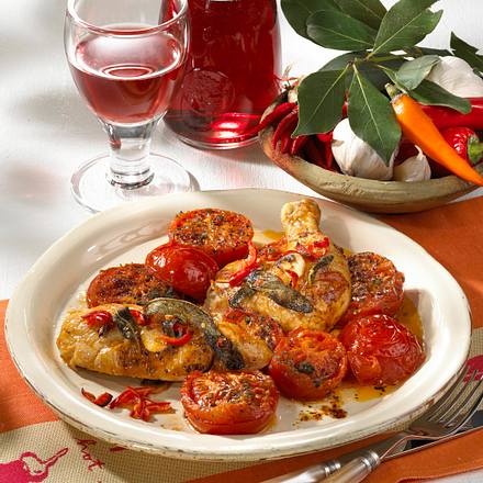 Schmortomaten zu Chili-Hähnchen Rezept Schmortomaten zu Chili-Hähnchen Rezept