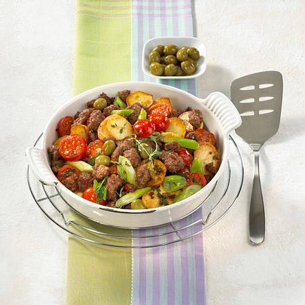 Schnelle Hackpfanne mit Oliven Rezept Schnelle Hackpfanne mit Oliven Rezept