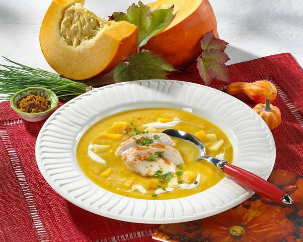 Schnelle Kürbis-Hähnchensuppe Rezept Schnelle Kürbis-Hähnchensuppe Rezept