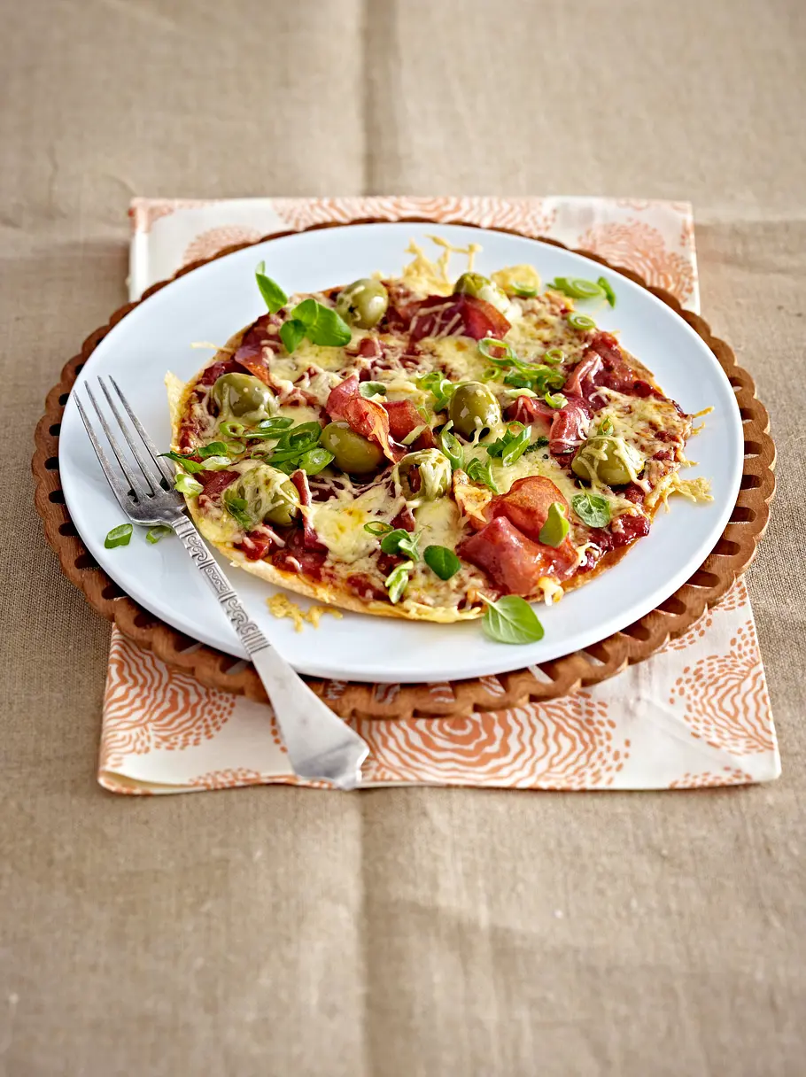 Schnelle Tortilla-Pizza Rezept