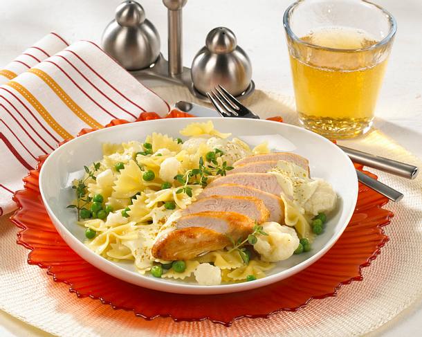 Schneller Geflügelsalat mit Curry-Saure-Sahne-Soße Rezept Schneller Geflügelsalat mit Curry-Saure-Sahne-Soße Rezept