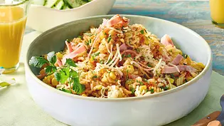 Schneller Käsereis mit Mais und Schinken Rezept - Foto: LECKER @ Bauer Media Group Schneller Käsereis mit Mais und Schinken Rezept - Foto: LECKER @ Bauer Media Group