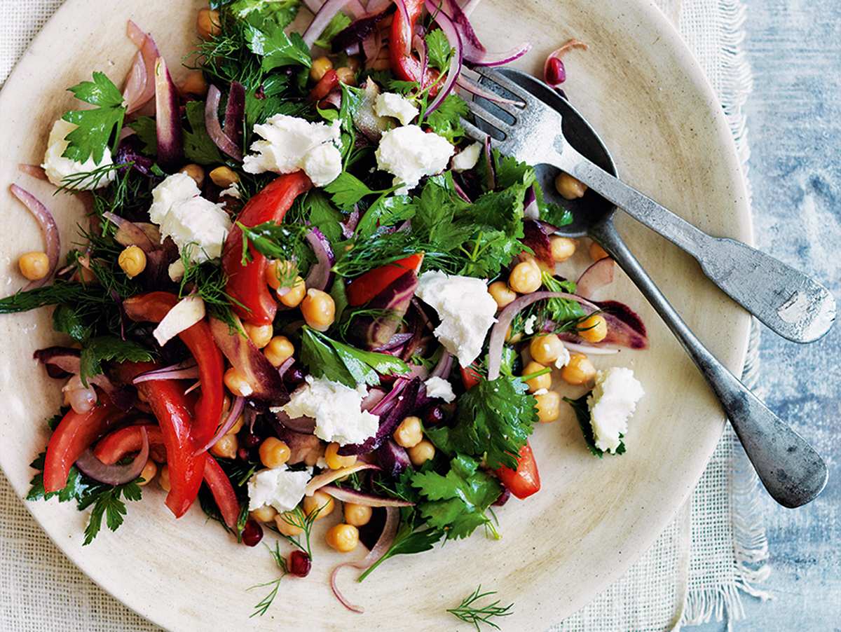 Schneller Kichererbsensalat mit Feta Rezept