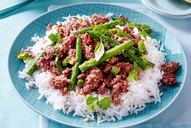 Schnelles Chilihack mit grünen Bohnen Rezept Schnelles Chilihack mit grünen Bohnen Rezept