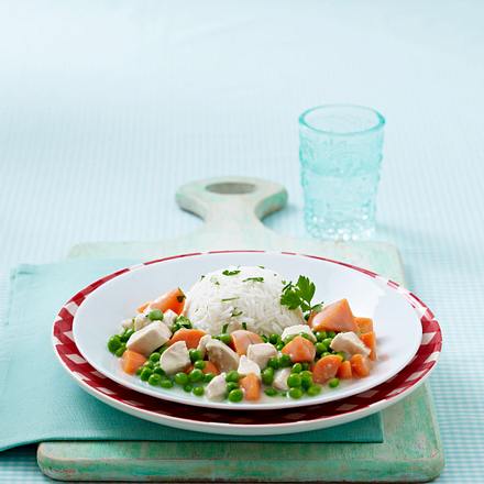 Schnelles Hühnerfrikassee mit Reis Rezept