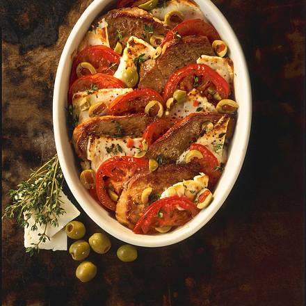 Schnitzel-Auflauf mit Schafskäse Rezept Schnitzel-Auflauf mit Schafskäse Rezept