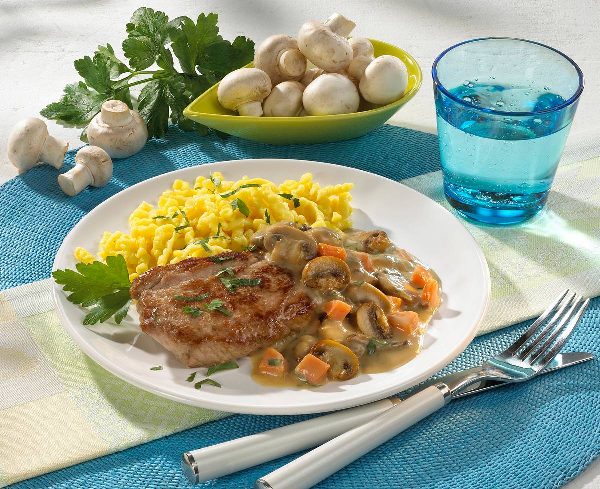 Schnitzel in leichter Pilzsoße Rezept