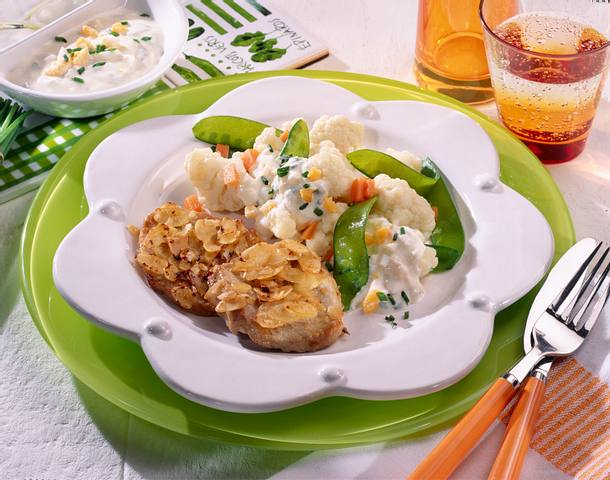 Schnitzel mit Gemüsesalat Rezept Schnitzel mit Gemüsesalat Rezept