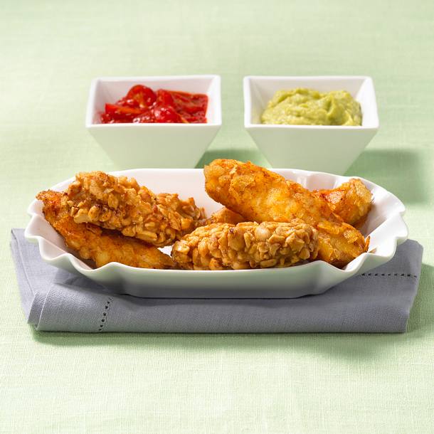 Schnitzel-Nuggets mit Dips Rezept Schnitzel-Nuggets mit Dips Rezept