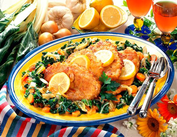 Schnitzel und Mangoldgemüse Rezept Schnitzel und Mangoldgemüse Rezept