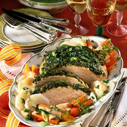 Schnitzelbraten mit Frühlingsgemüse Rezept Schnitzelbraten mit Frühlingsgemüse Rezept