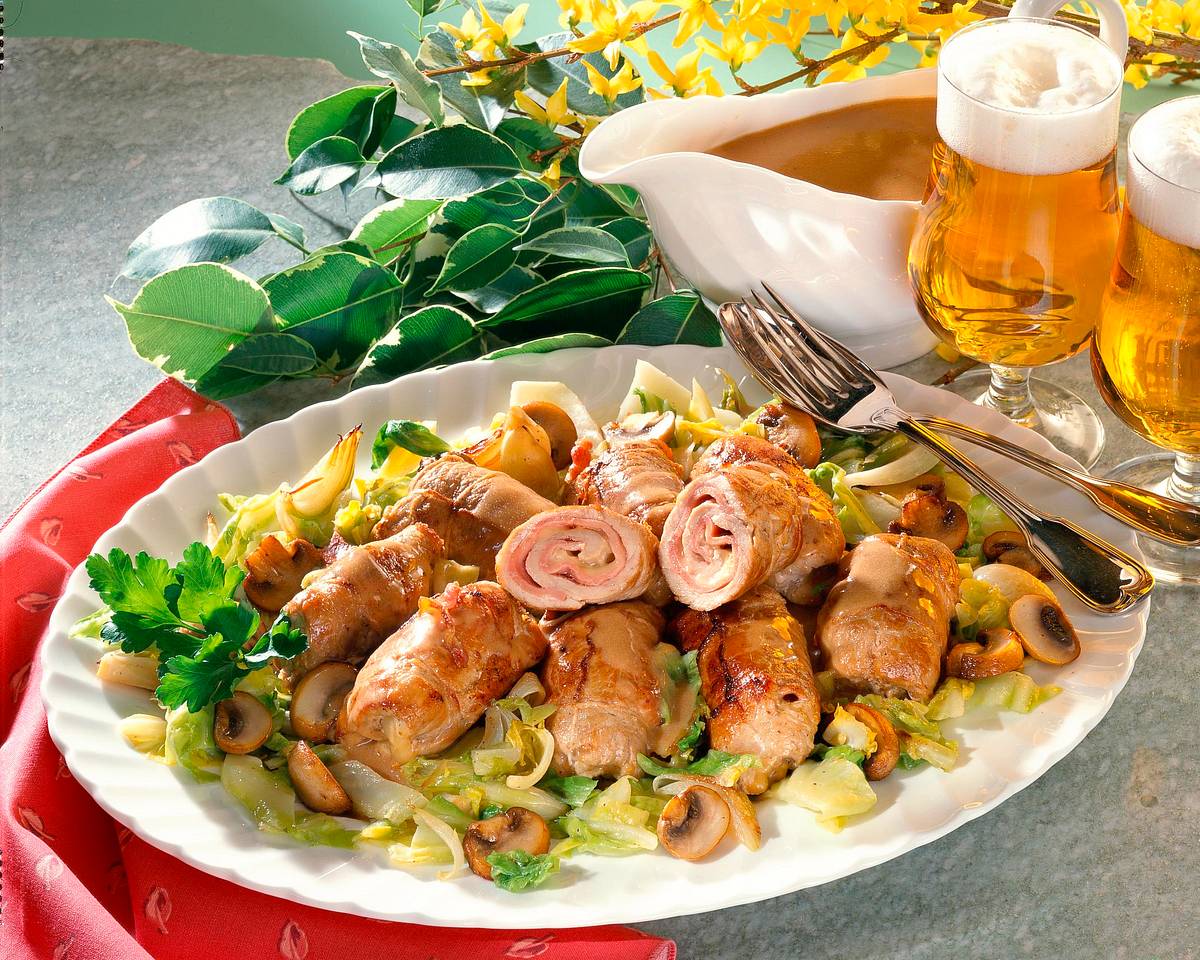 Schnitzelrouladen à la Cordon bleu Rezept