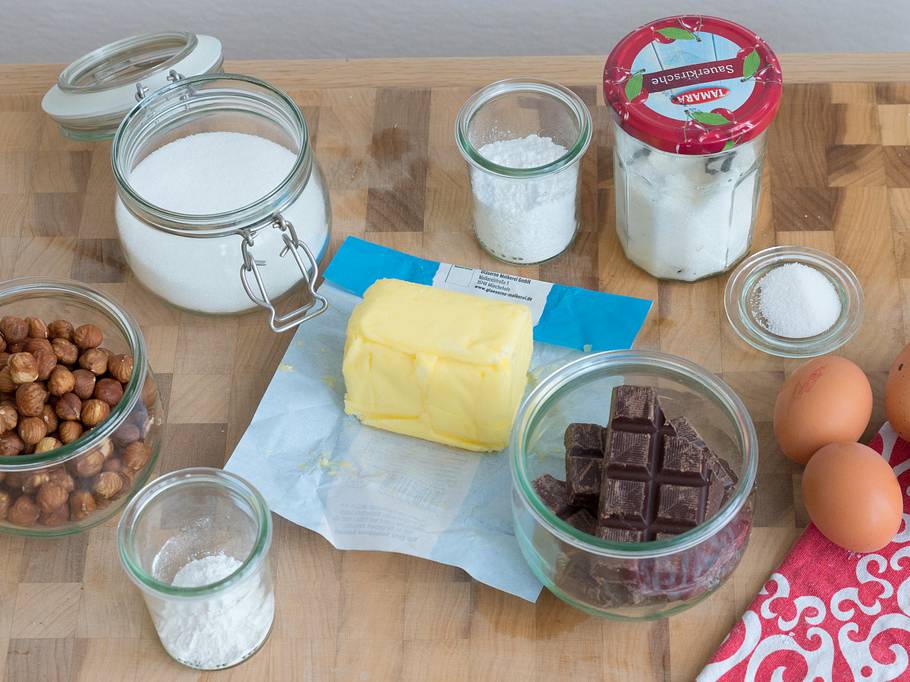 Schoko-Nusskuchen-Zutaten unverpackt
