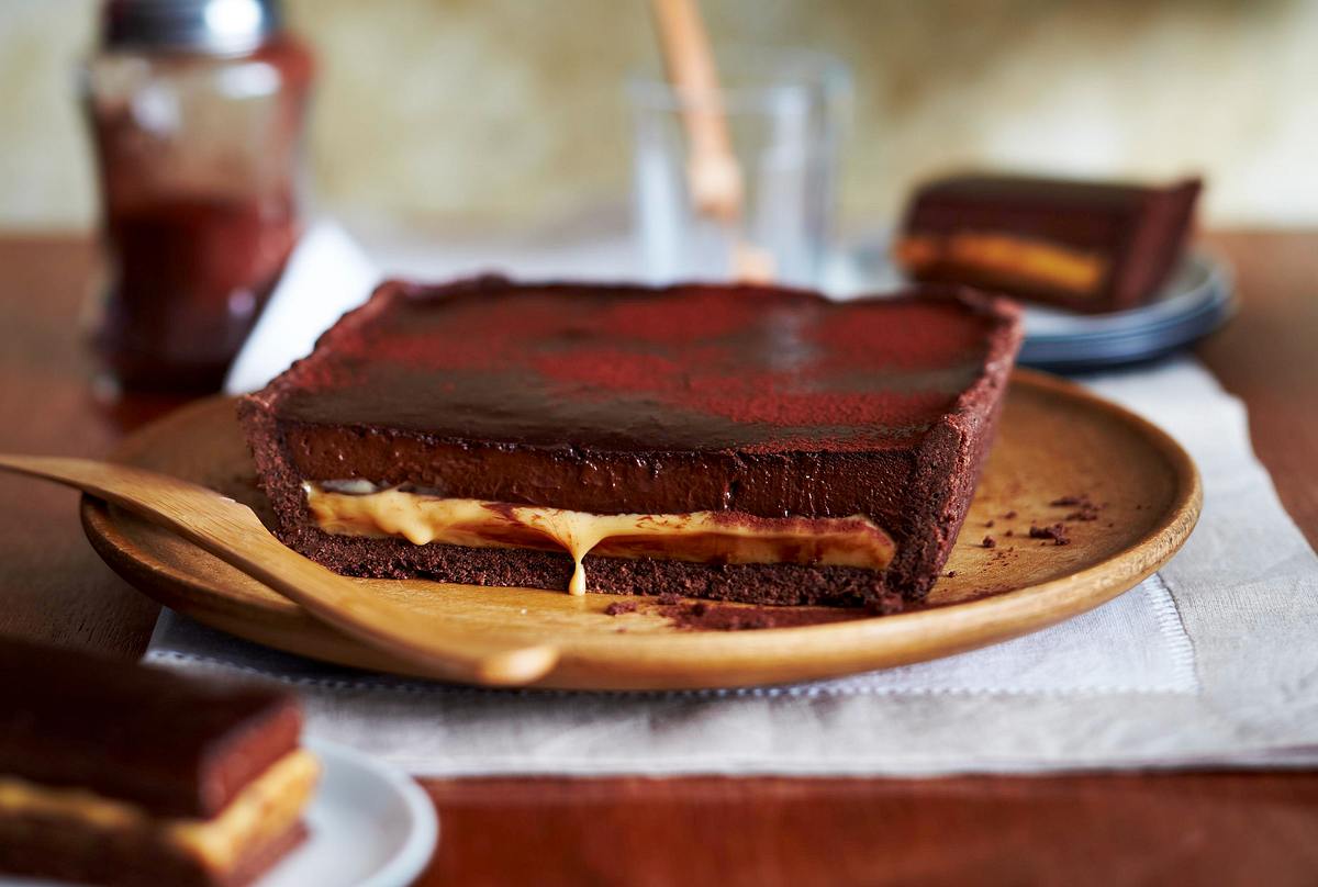 Schokoladen-Karamell-Tarte Rezept