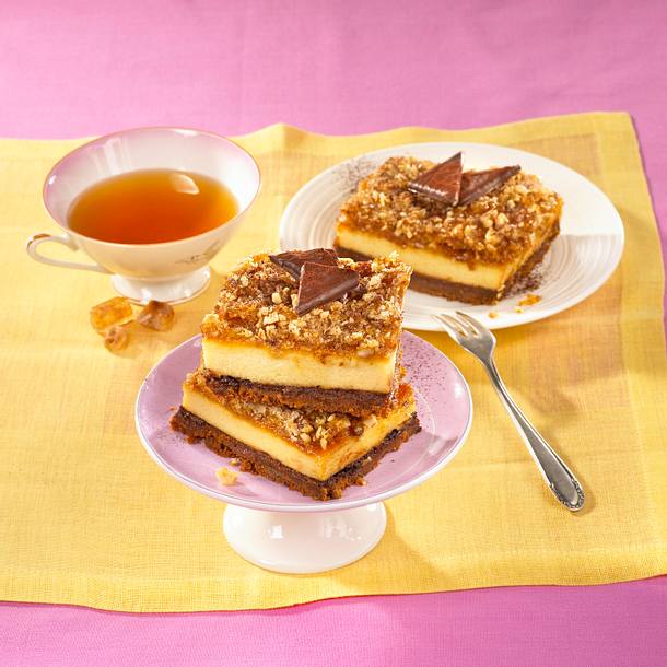 Schokominze-Käsekuchen mit Krokantstreuseln Rezept Schokominze-Käsekuchen mit Krokantstreuseln Rezept