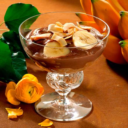 Schokopudding mit Kokos und Banane Rezept