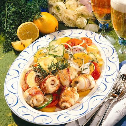 Schollenröllchen im Speckmantel Rezept Schollenröllchen im Speckmantel Rezept