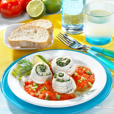 Schollenröllchen in Tomatensoße Rezept