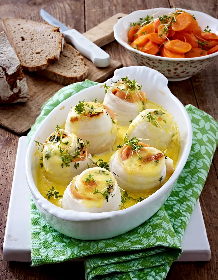 Schollenröllchen in Meerrettichsoße Rezept Schollenröllchen in Meerrettichsoße Rezept