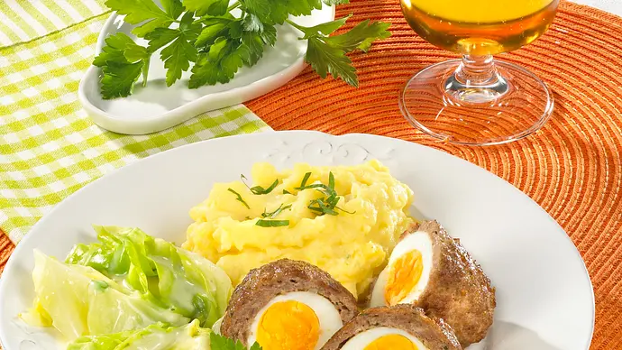 Schottische Eier zu Spitzkohl Rezept - Foto: LECKER @ Bauer Media Group
