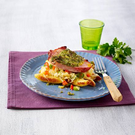 Schupfnudel-Sauerkraut-Auflauf mit Kasseler Rezept Schupfnudel-Sauerkraut-Auflauf mit Kasseler Rezept