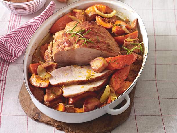 Schweinebraten mit Kürbis-Quittengemüse Rezept Schweinebraten mit Kürbis-Quittengemüse Rezept
