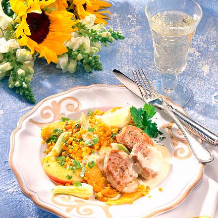 Schweinefilet auf roten Linsen (Diabetiker) Rezept