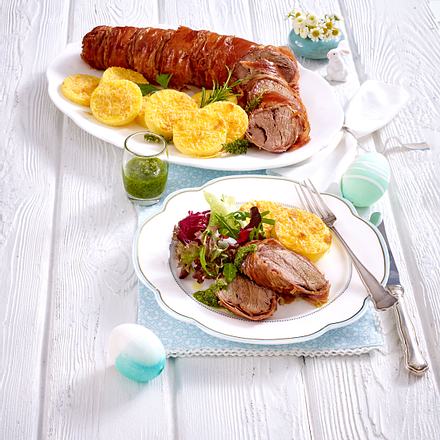 Schweinefilet im Parmaschinken-Mantel mit Rucola-Salsa-Verde (TITEL TIK #4) Rezept Schweinefilet im Parmaschinken-Mantel mit Rucola-Salsa-Verde (TITEL TIK #4) Rezept
