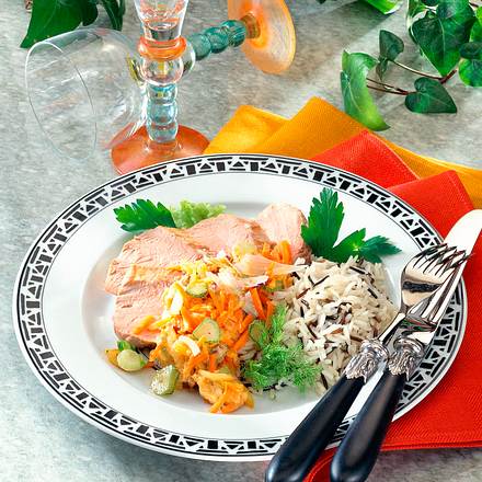 Schweinefilet mit Gemüse und Wildreis Rezept