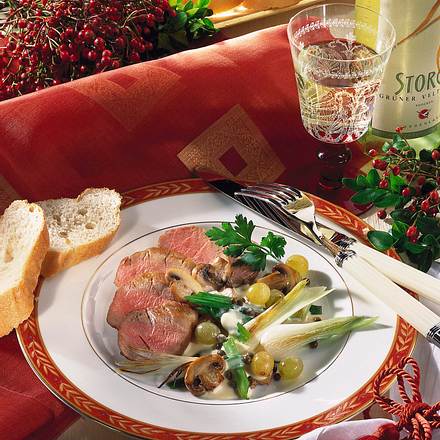 Schweinefilet mit Trauben und Champignons Rezept Schweinefilet mit Trauben und Champignons Rezept