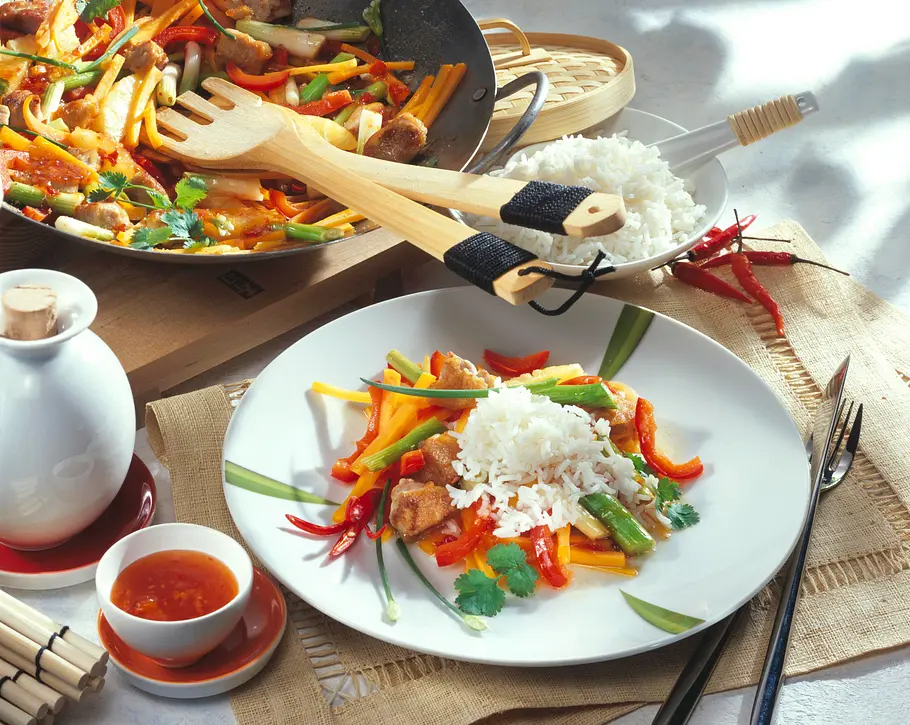 Schweinegeschnetzteltes süßsauer aus dem Wok Rezept Schweinegeschnetzteltes süßsauer aus dem Wok Rezept