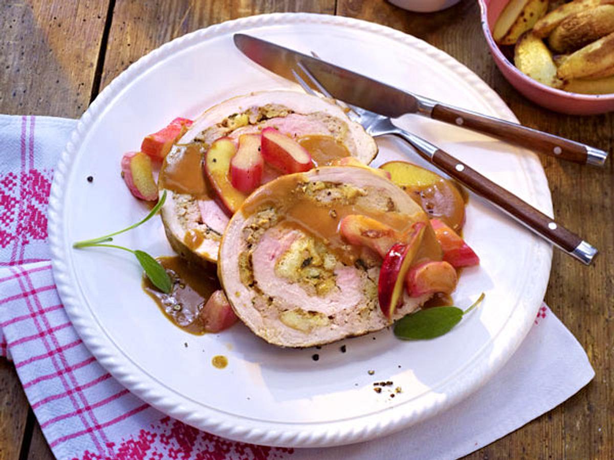 Schweinerollbraten mit Rhabarber und Äpfeln Rezept