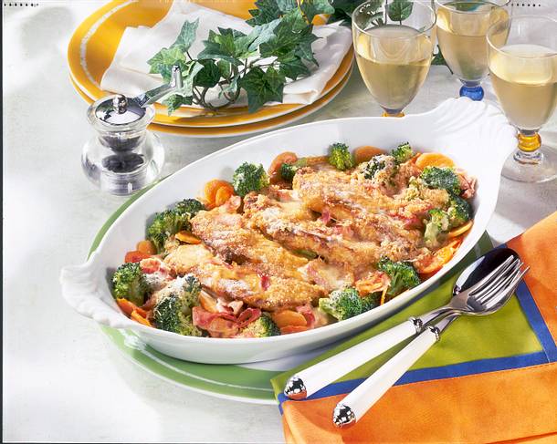 Schweineschnitzel mit Cordon bleu-Soße Rezept Schweineschnitzel mit Cordon bleu-Soße Rezept