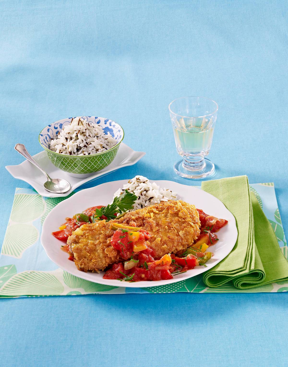 Schweineschnitzel mit Wildreis und buntem Paprikagemüse Rezept