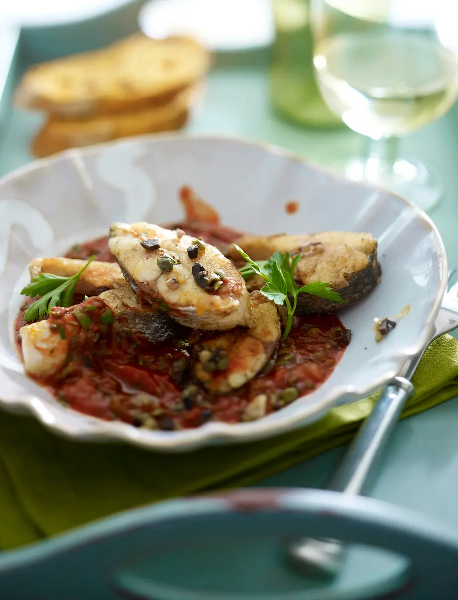 Seebarsch in Olivensoße Rezept