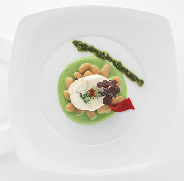 Seeteufel-Tajine mit Frijoles blancs'o'vert (grün-weiße Bohnen) (Alain Ducasse) Rezept Seeteufel-Tajine mit Frijoles blancs'o'vert (grün-weiße Bohnen) (Alain Ducasse) Rezept
