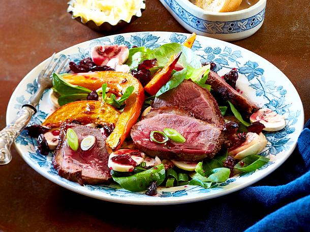 Selbst geräucherte Gänsebrust zu Ofenkürbis Rezept