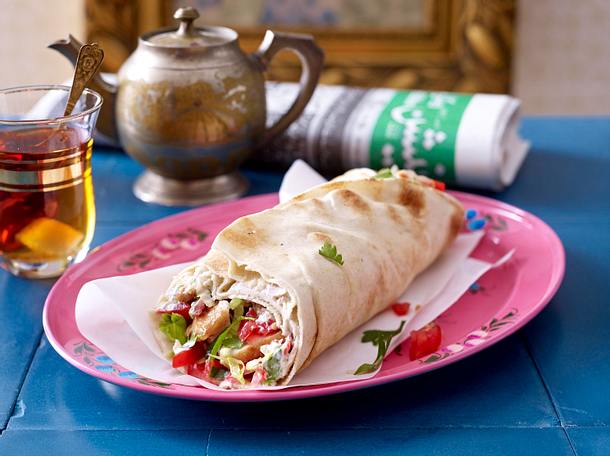 Shawarma mit Pute und Salat Rezept