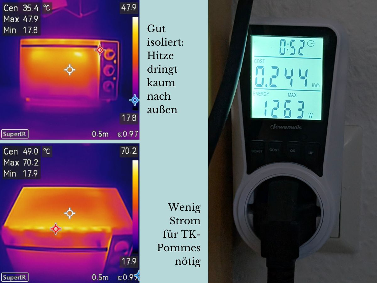 Wärmebilder und Strommessung vom Silvercrest Kitchen Tools Grill- und Backautomat SGB 1200 B5