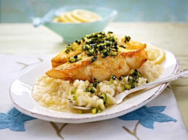 Skrei im Prosecco-Risotto-Bett Rezept Skrei im Prosecco-Risotto-Bett Rezept