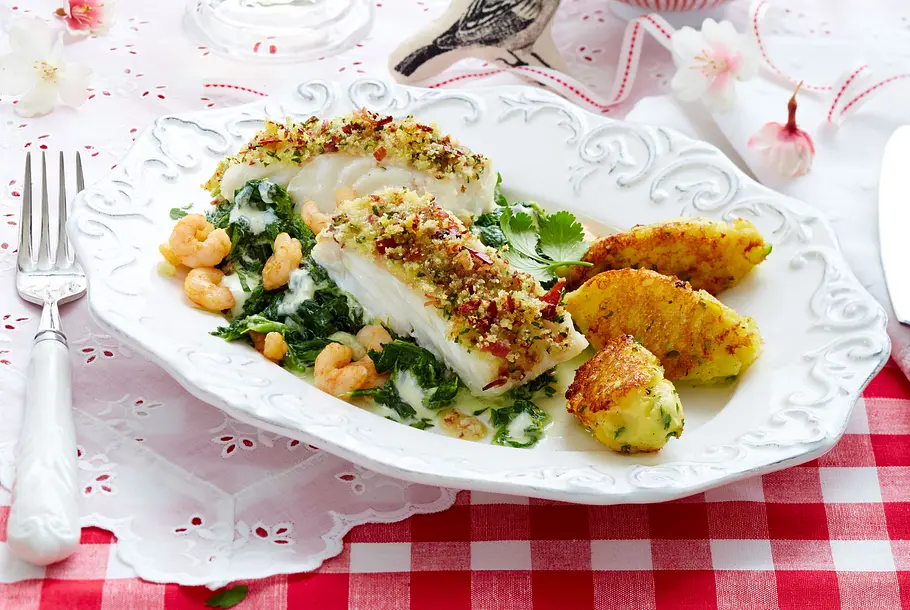 Skrei mit Schlemmer-Parmesanbröselkruste & Kartoffelnocken Rezept