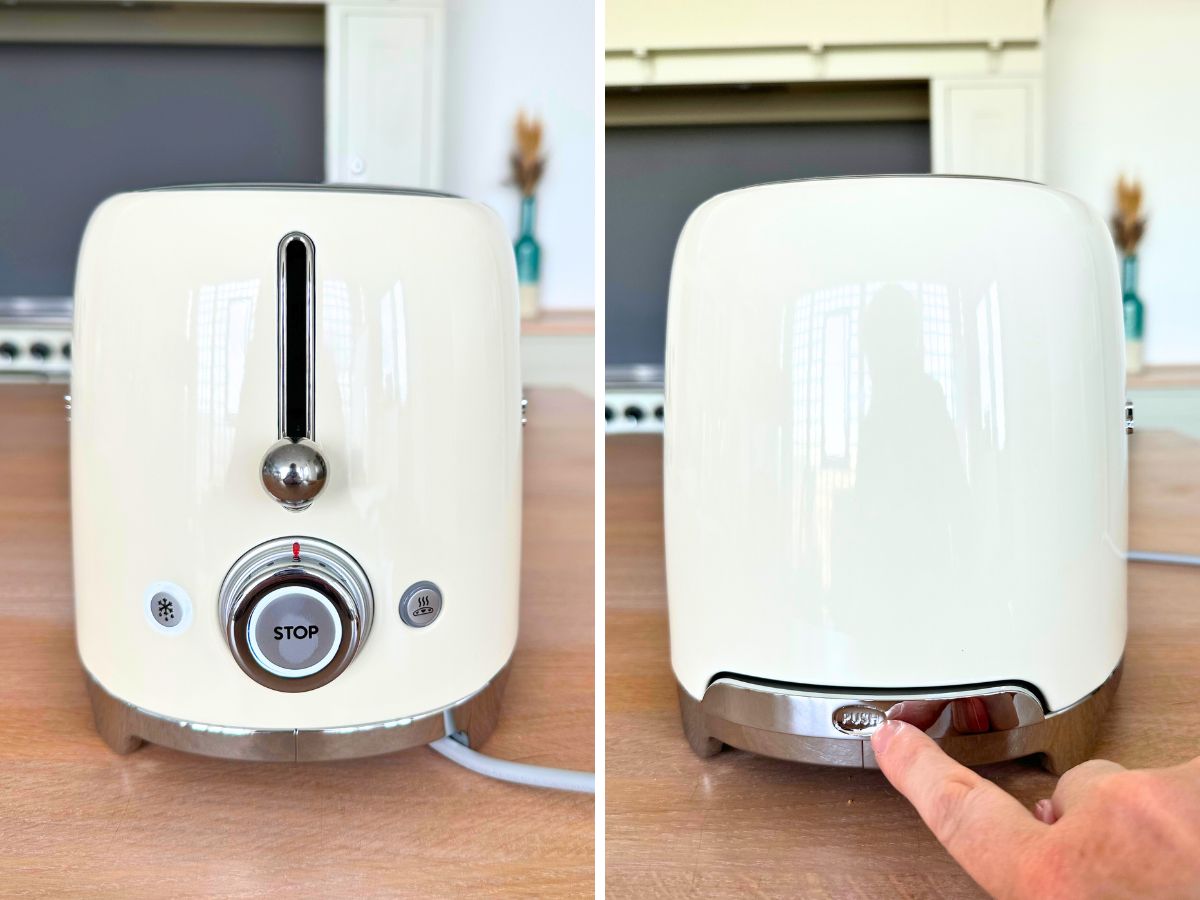 Smeg-Toaster mit Bedienungsfeld und Krümelschublade