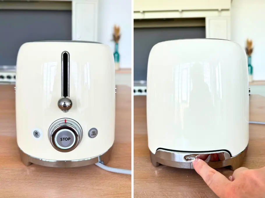 Smeg-Toaster mit Bedienungsfeld und Krümelschublade